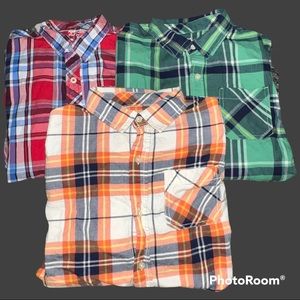 3 Boy’s Size 18 Arizona Long Sleeve Plaid Button Down Shirts
